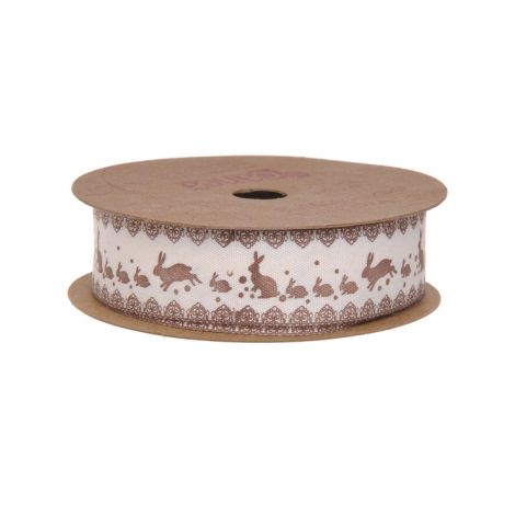 Wstążka dekoracyjna Canea 20mm x 10m, Kremowa w zajączki